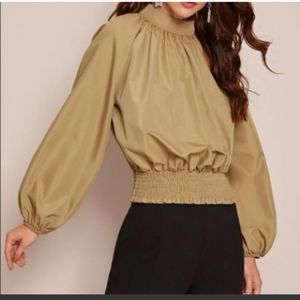 Lantern Sleeve Shirred Hem Top NWOT